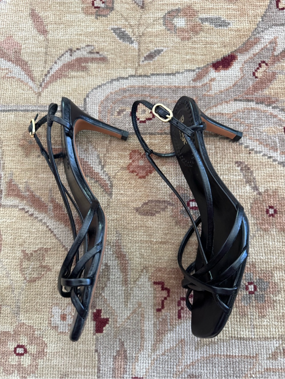 Rouje Paris ARLESIENNE BLACK LEATHER HIGH STRAP Heeled SANDALS size 8 - Picture 4 of 11